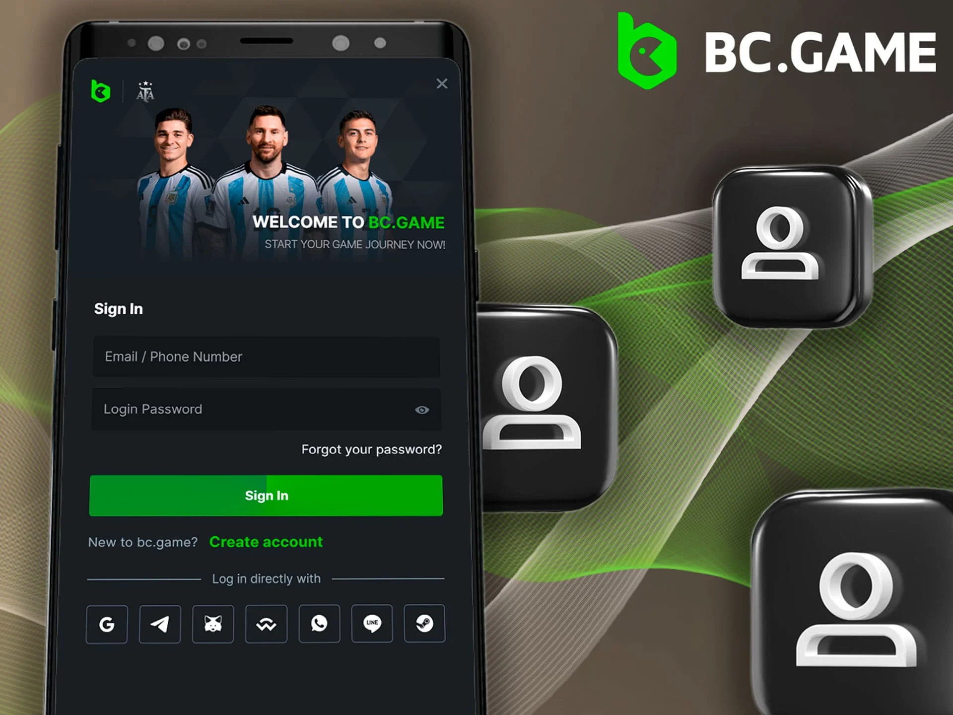 Open the BC Game mobile app and fill in the required fields to log in. After logging into the app, we can use the full functionality of the BC.Game Casino platform from your smartphone.