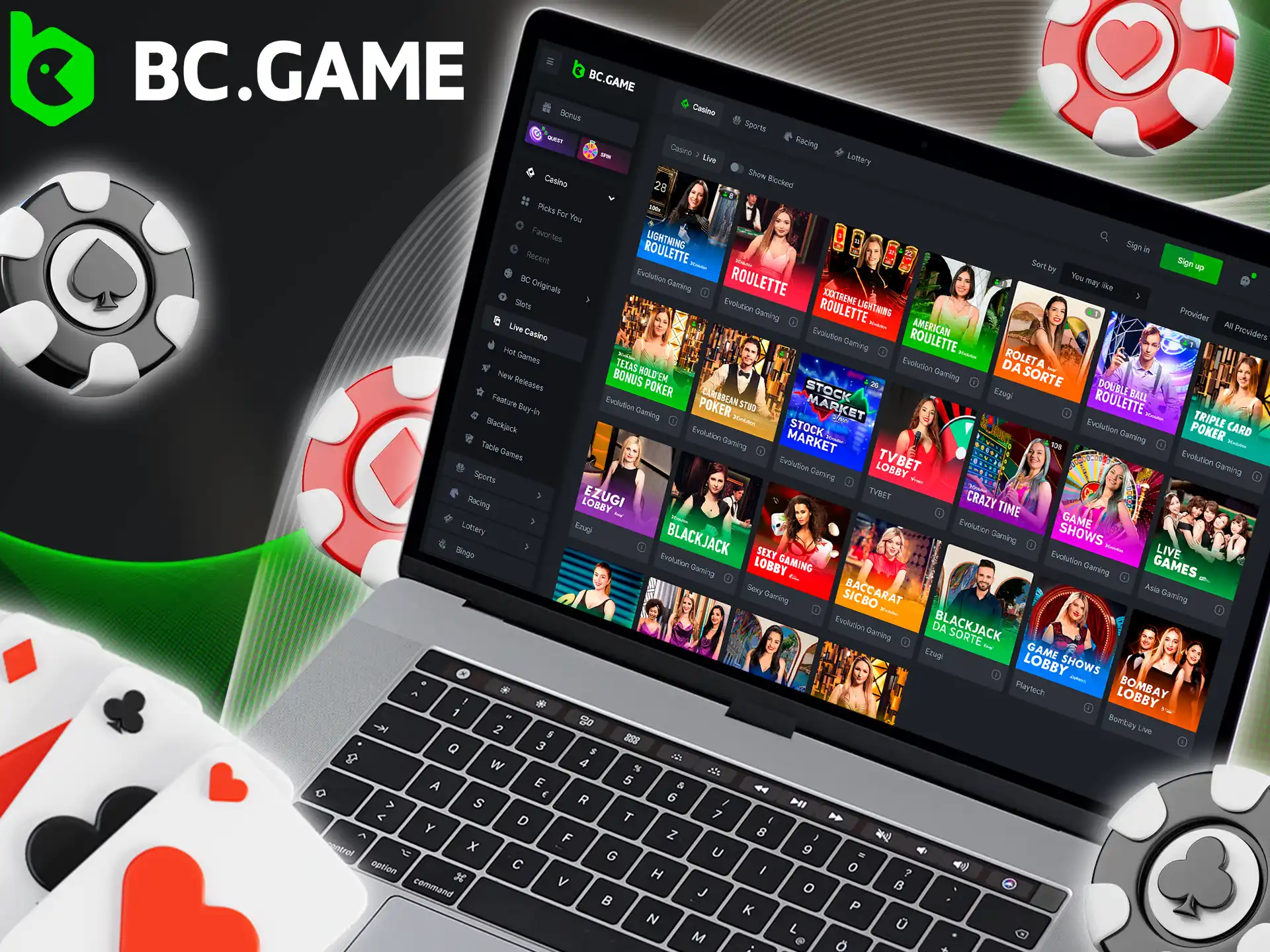 Experience the thrill of playing live casino games at BC Game.