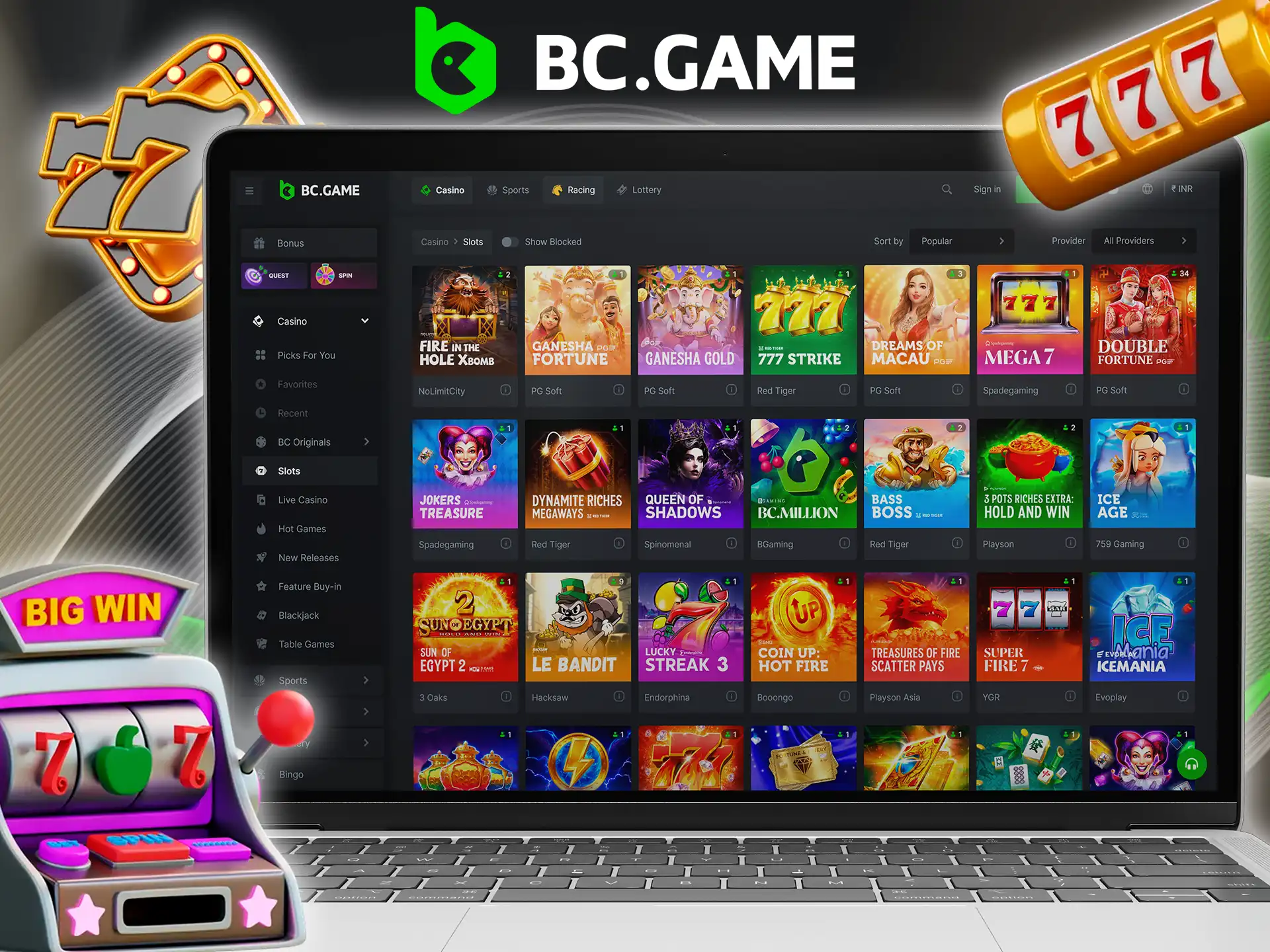 BC Game offers a large selection of slots to suit everyone's tastes.