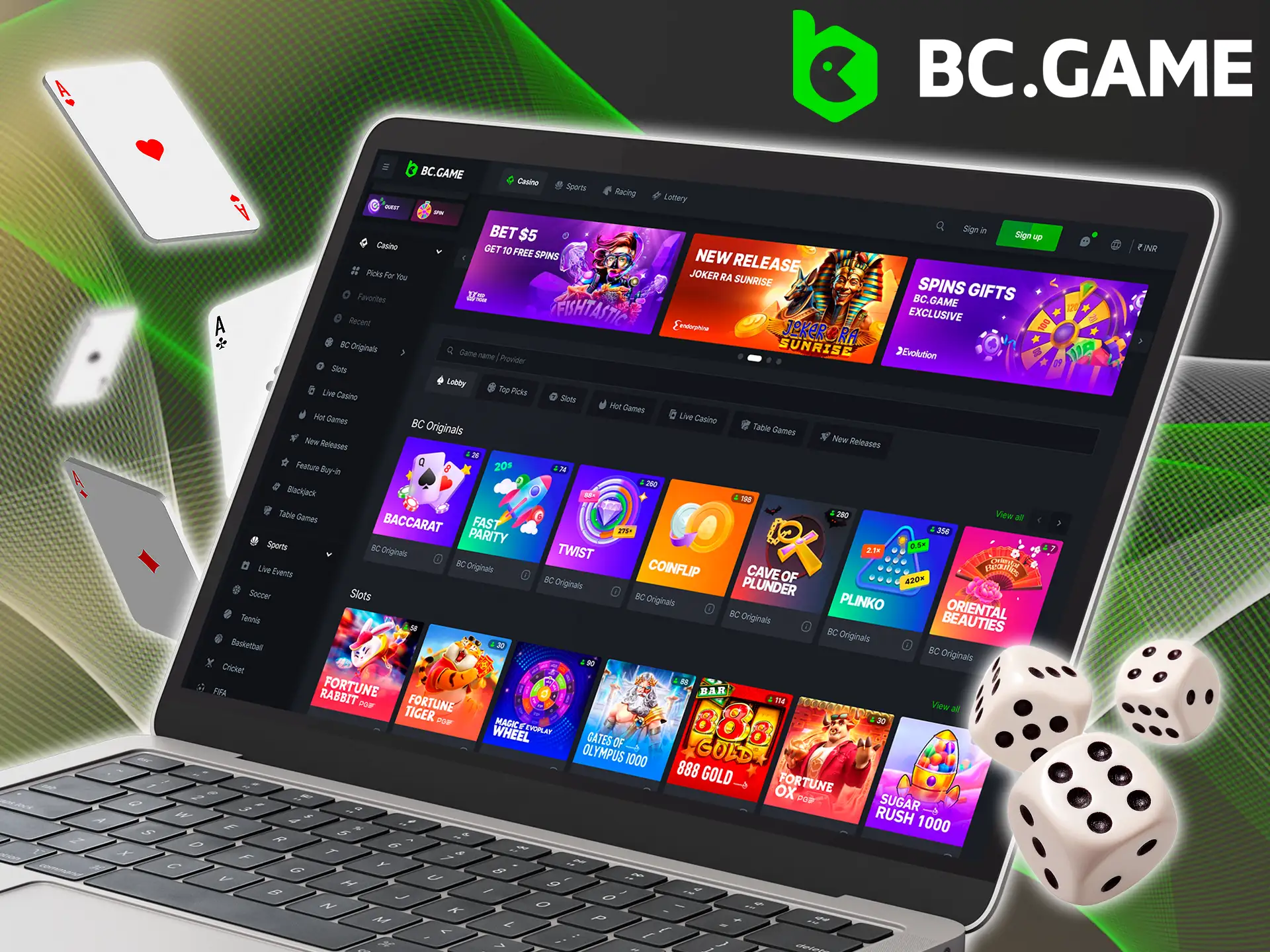 Sign up for BC Game and play games from trusted providers.