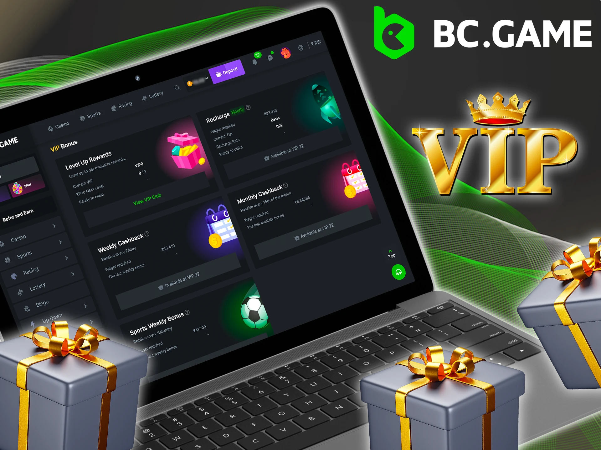 Join BC Game's VIP program to receive exclusive bonuses.