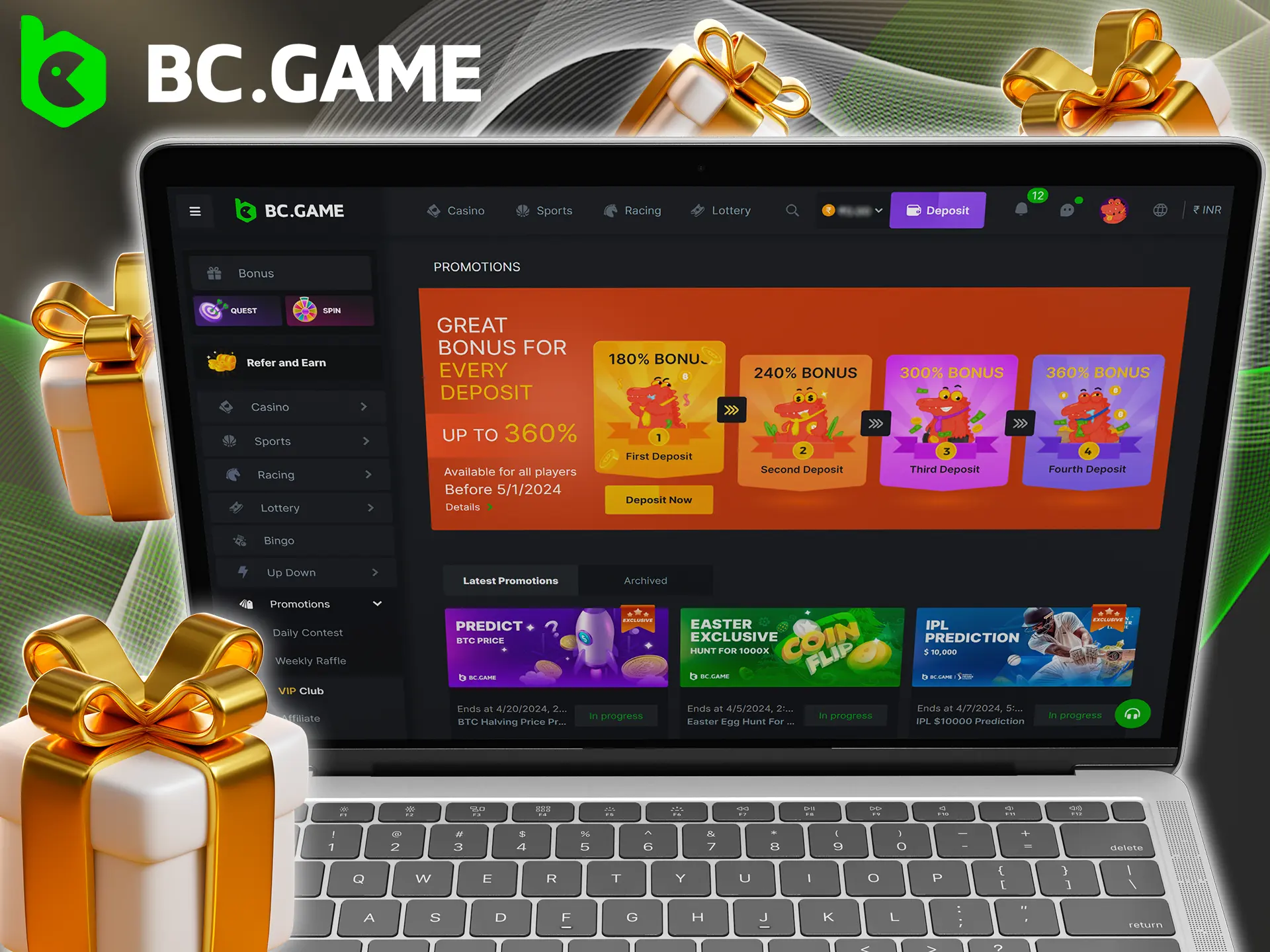 Find out more information about wagering bonuses at BC Game.