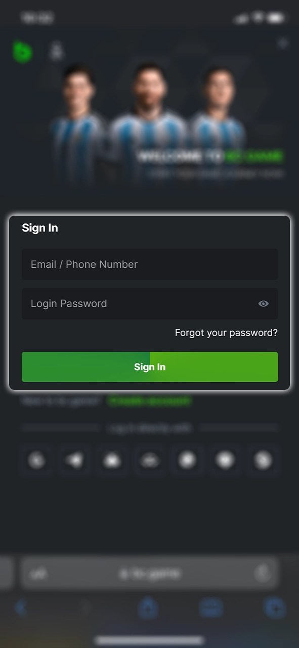 Enter your username and password to log in to your BC Game account.