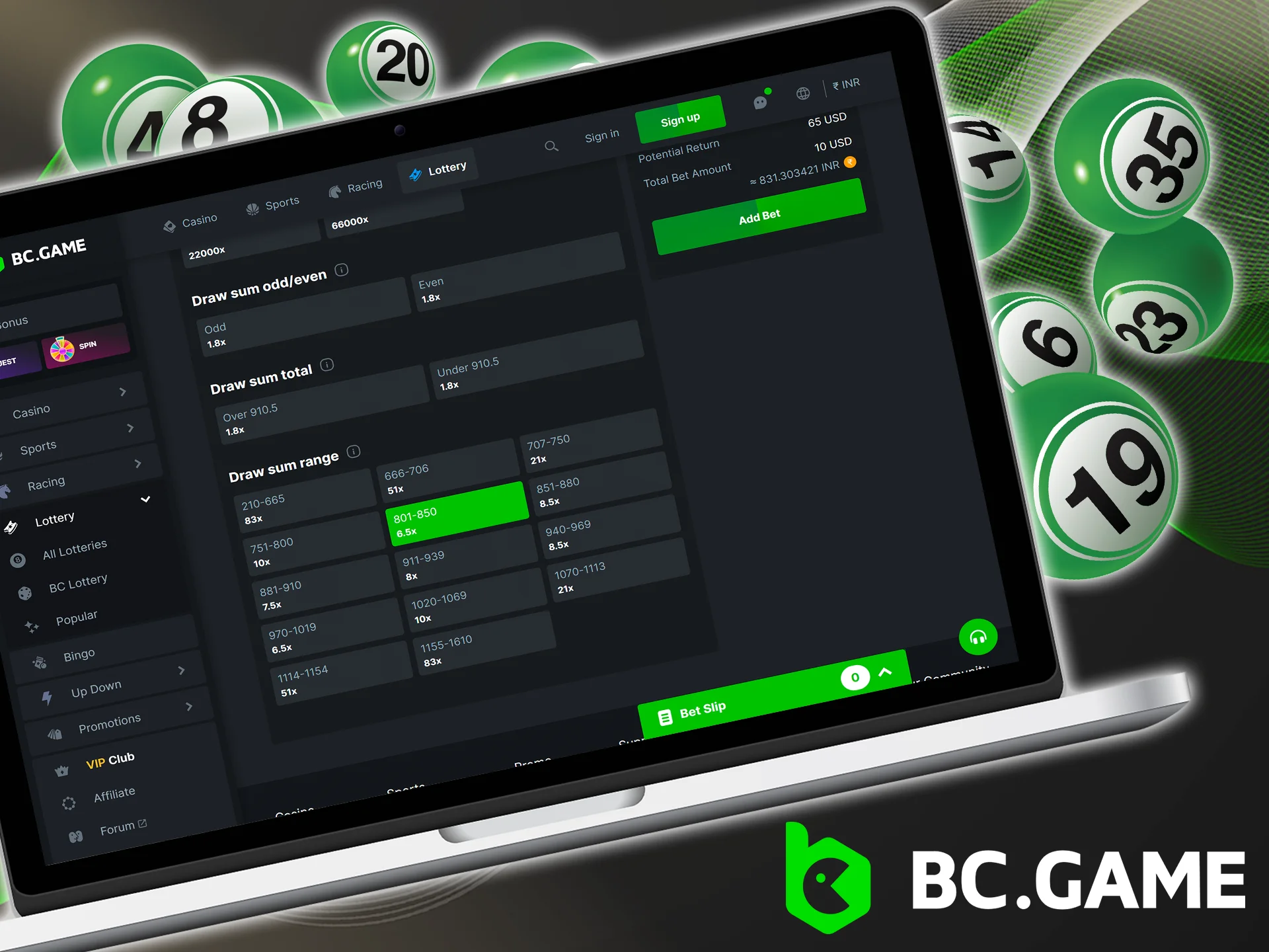 Choose your favorite lottery and start winning with BC Game.