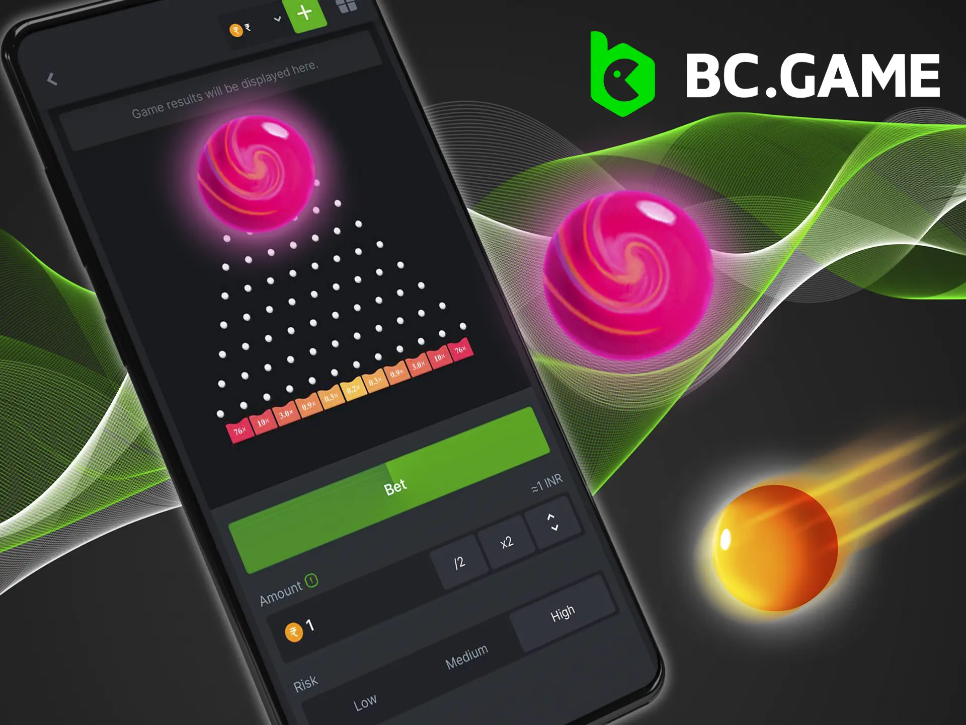 Register and enter the most lucrative Plinko game from BC Game casino app.
