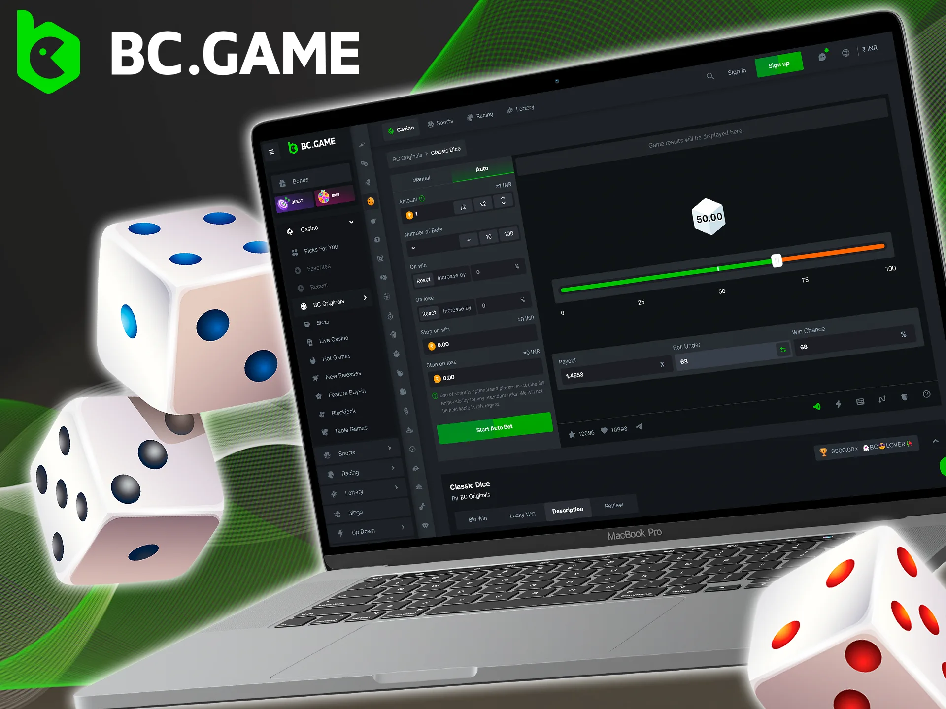 Sign up for BC Game and become part of the world of Classic Dice.