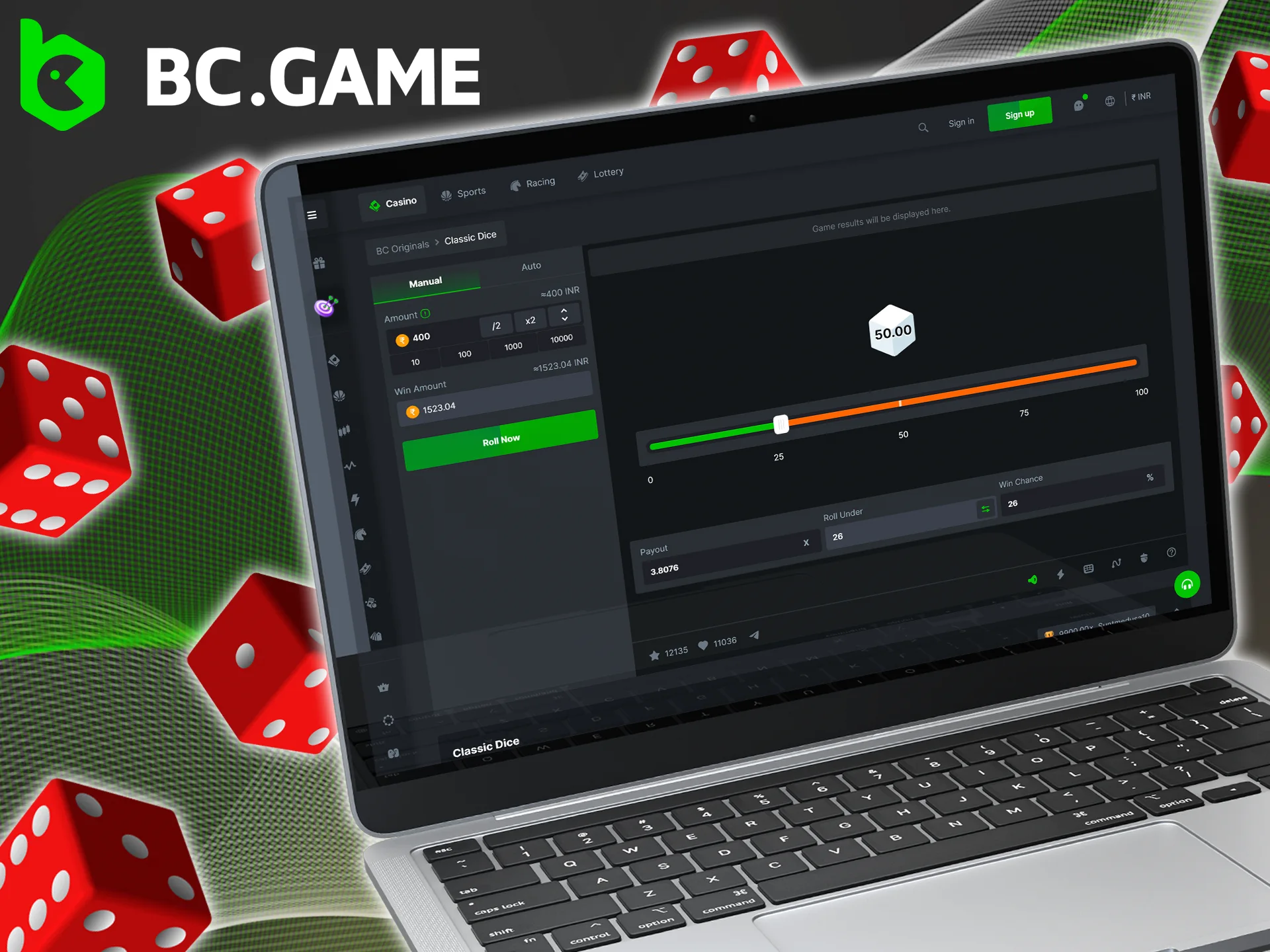 Read the rules of the game before you start playing Classic Dice by BC Game.