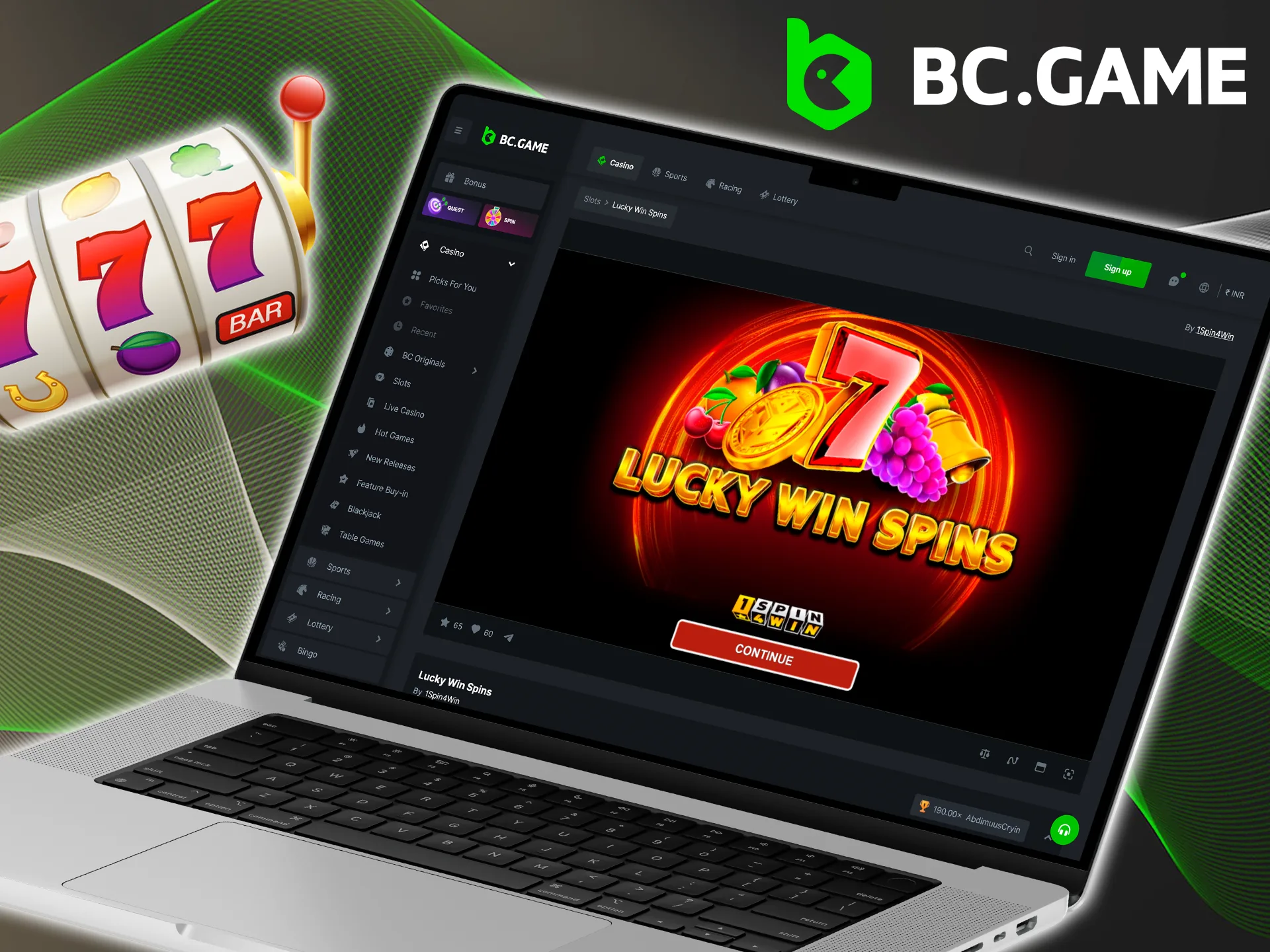 Create a BC Game account and spend your free time with Lucky Win Spins.